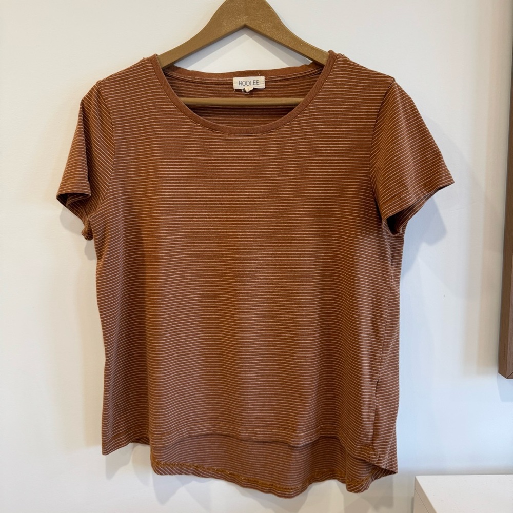 Roolee Brown Striped Women's Top